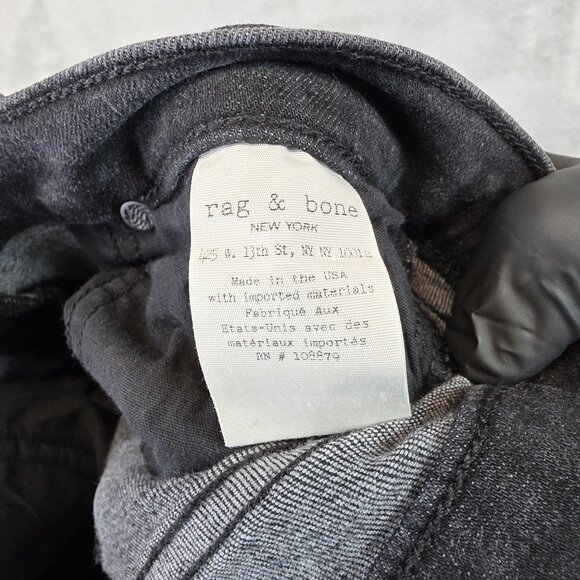 Rag & Bone Jeans Womens 28 Black Cropped Frayed Hem Slim Straight Stretch - Picture 11 of 12